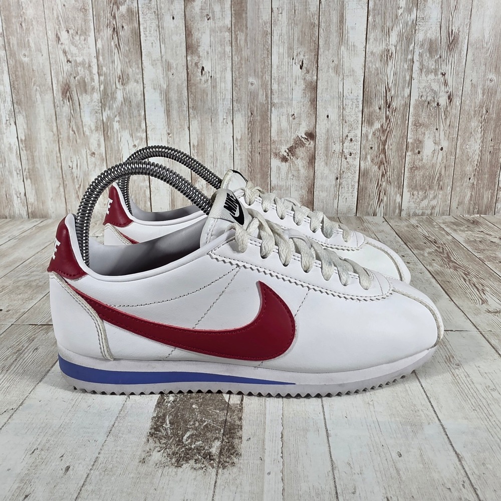 Nike Classic Cortez Leather White Red Blue Women's Sneakers 807471-103 Size 6.5